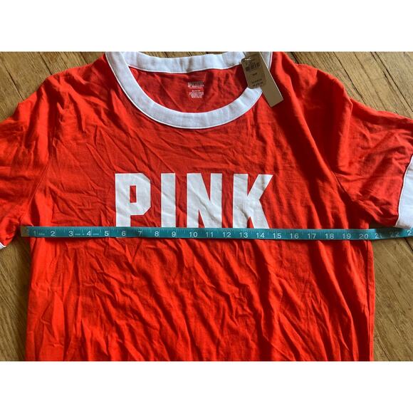PINK NWT Victorias Secret Short Sleeve Shirt Orange Womens Medium - Picture 3 of 5